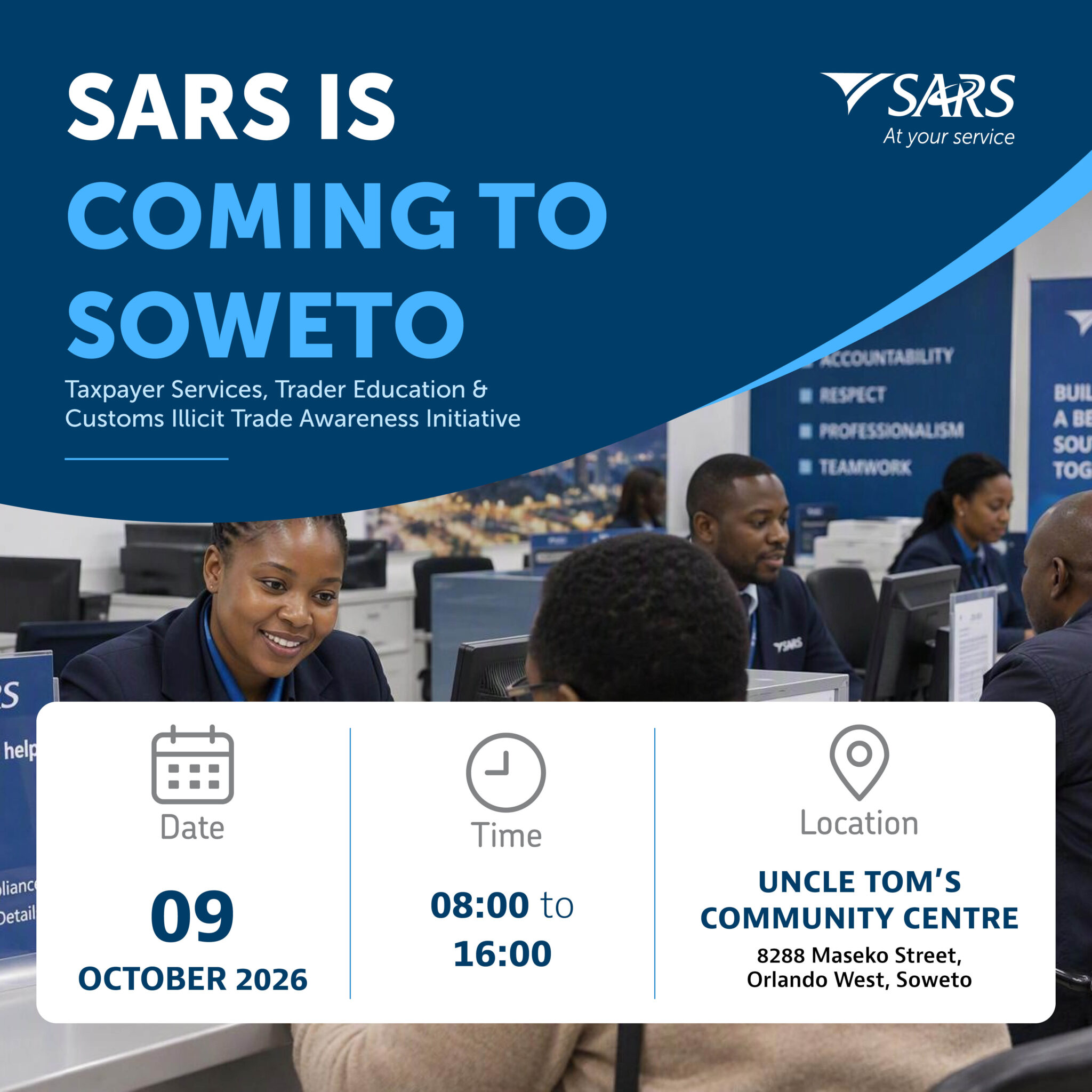 SARS is coming to Soweto on 9 October 2026 | South African Revenue Service