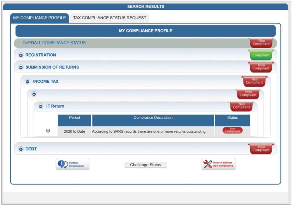 Guide to the Tax Compliance Status functionality on eFiling | South ...