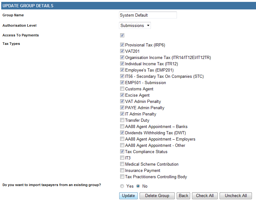 Screenshot of Update Group Details with Update button highlighted