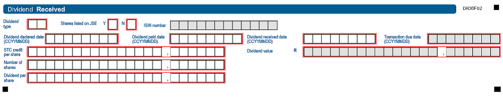 Screenshot of DRDOF02 Dividend Received