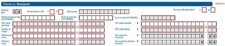 Screenshot of DDCIF01 Dividend Declared