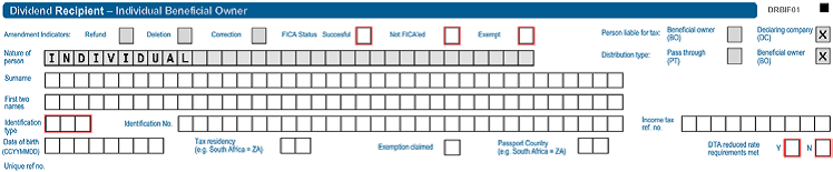 Screenshot of DRDF01 Dividend Recipient