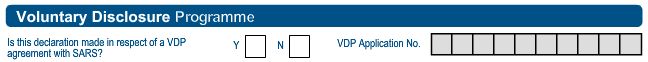 Screenshot of EMP 201 Voluntary Disclosure Programme part