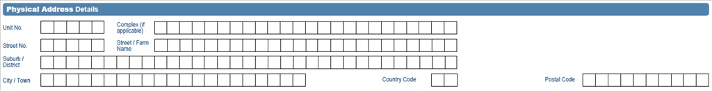 Screenshot of the Physical Adress Details section of the form