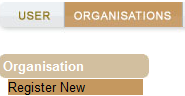 Screenshot of the Organisations tab
