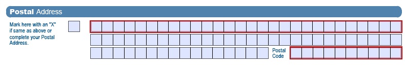 Picture of a Turnover Tax Application Form Postal Address part - TT01