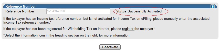 Screenshot of Successfully Activated Status