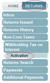 Screenshot with Returns circled as well as activation