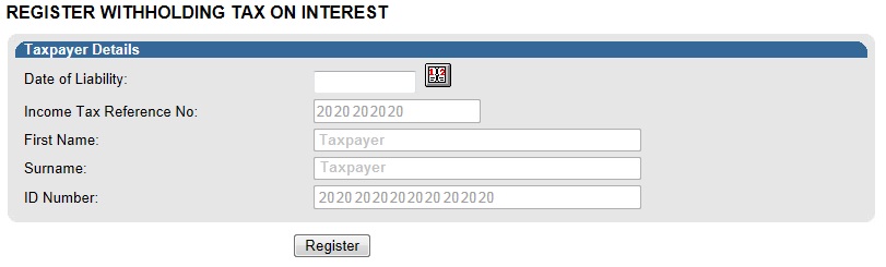 Screenshot of Taxpayer Details part of WTI