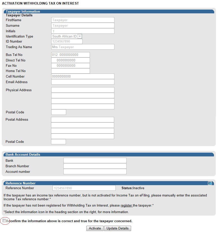 www.sars.gov.za tax number registration form