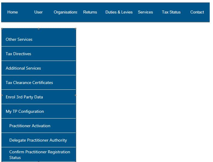 Screenshot of My Services Menu with Practitioner Activation