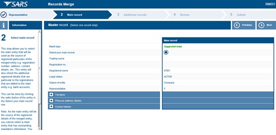 Screenshot of Records Merge screen